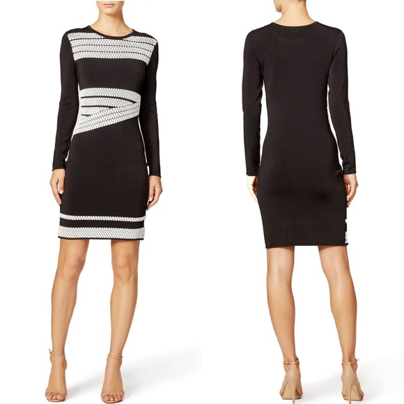 Shoshanna Camila Knit Sweater Dress in Black/White size M - Picture 1 of 9